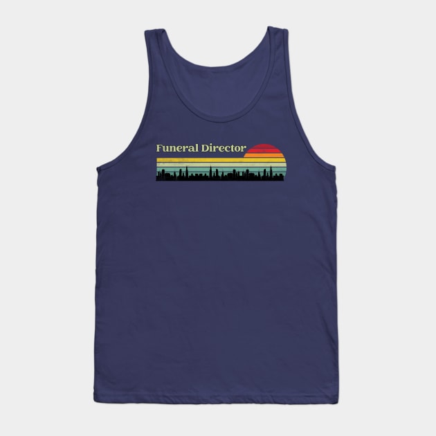 Funeral Director - Retro Sunset & Skyline Design Tank Top by best-vibes-only